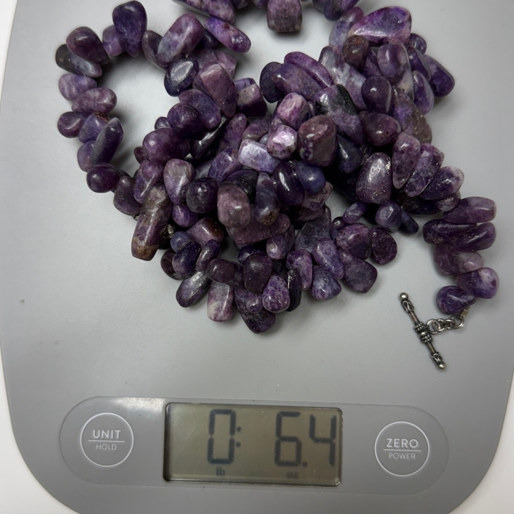 Amethyst 32” Purple Stone Beaded Necklace, Natural